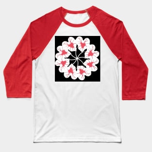 White and Red Kaleidoscope Caladium Leaves Baseball T-Shirt